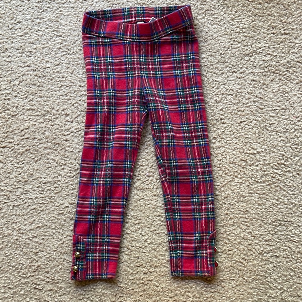 Janie and Jack Red Plaid Kids Leggings